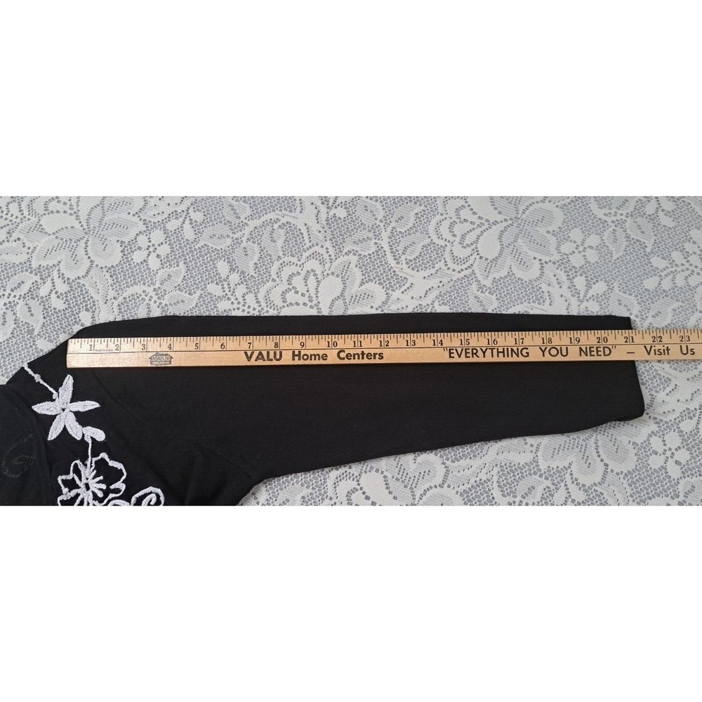 Natural Impressions Medium Black Embroidered Cardigan Lightweight Layer Sweater - Picture 7 of 7